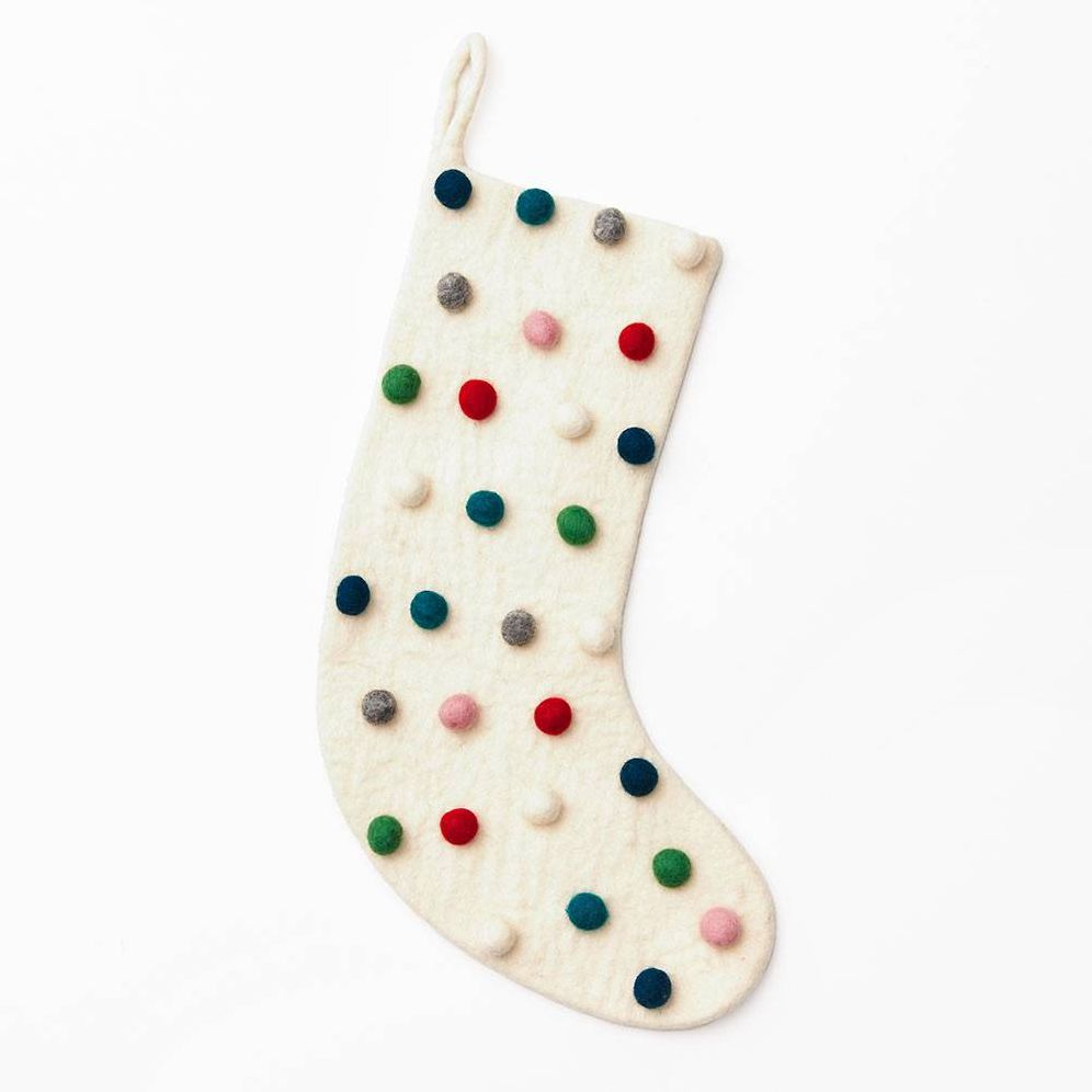 Multi Colored Pom Stocking