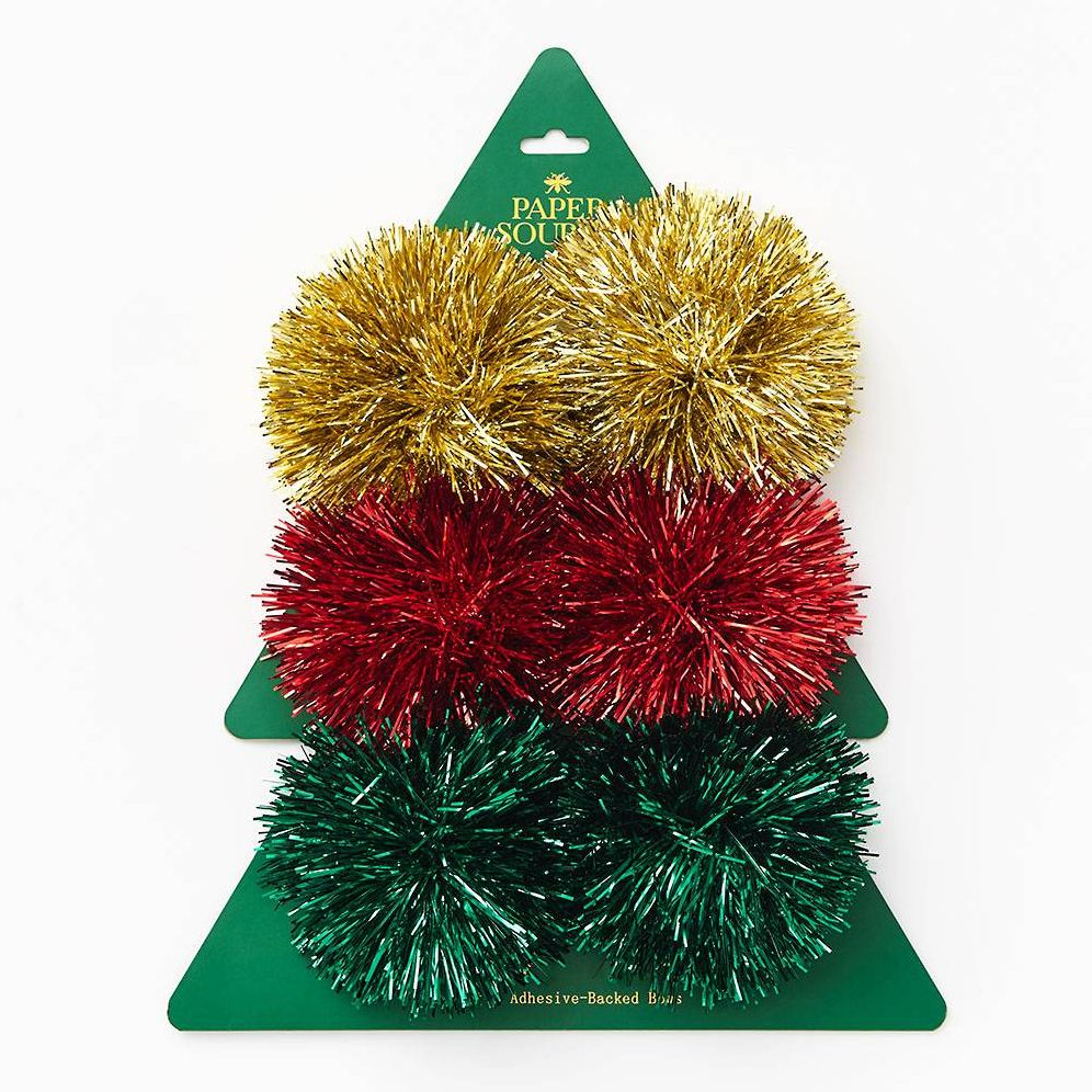 Holiday Tinsel 4" Bow S/6