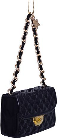 Black Fashion Bag Glass Ornament