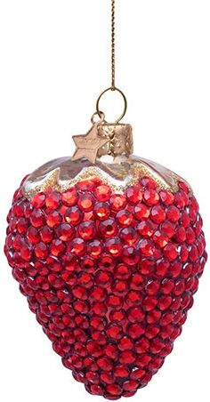 Jeweled Strawberry Glass Ornament