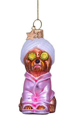 Selfcare Dog Glass Ornament