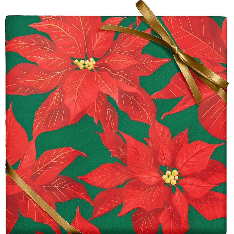 Elegant Poinsettias Stone Paper Roll Wrap