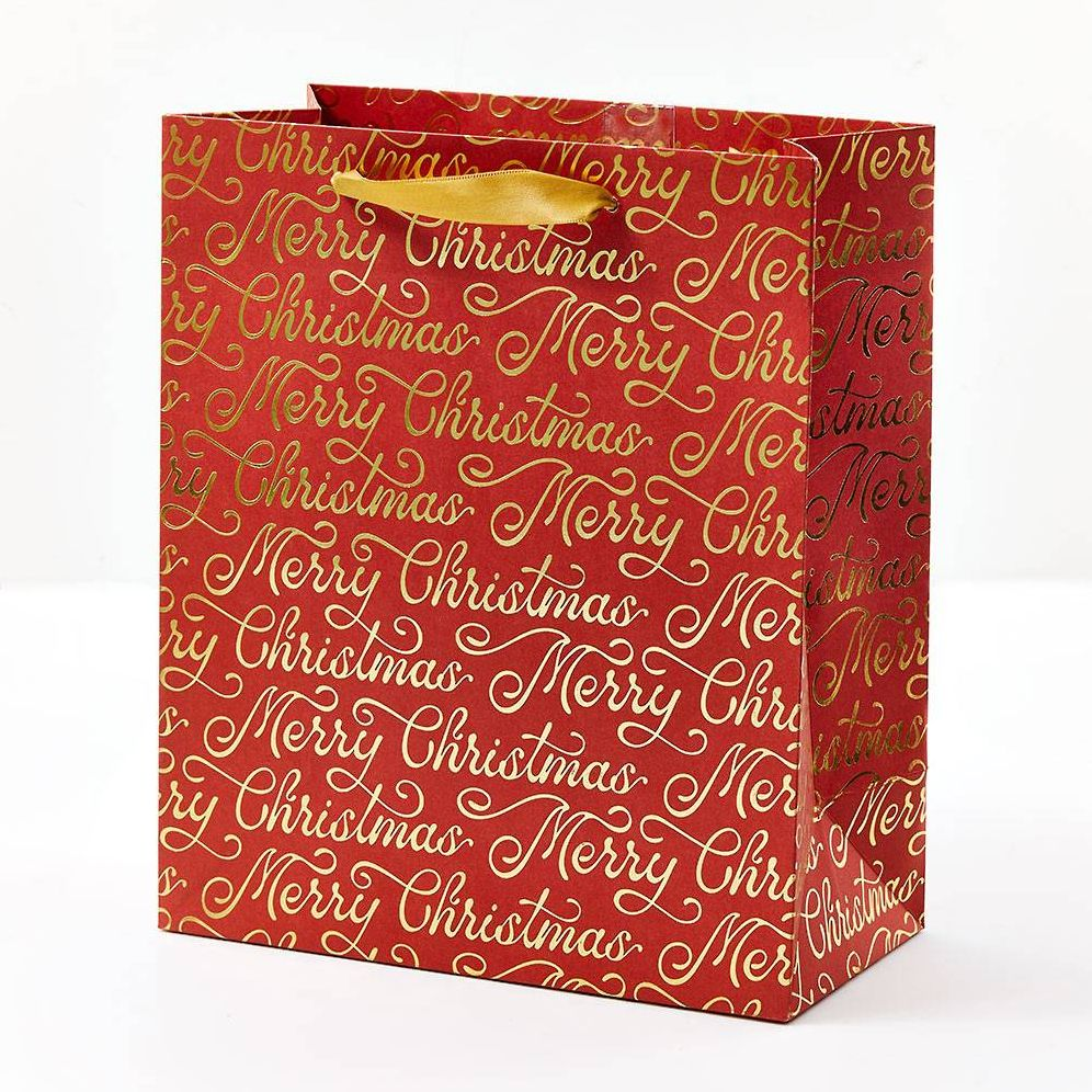 MED Merry Christmas Script Gift Bag