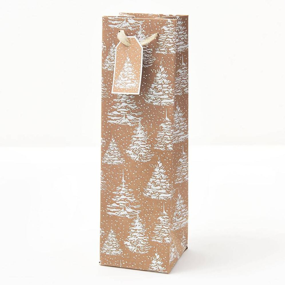 WINE White Glitter Trees Gift Bag