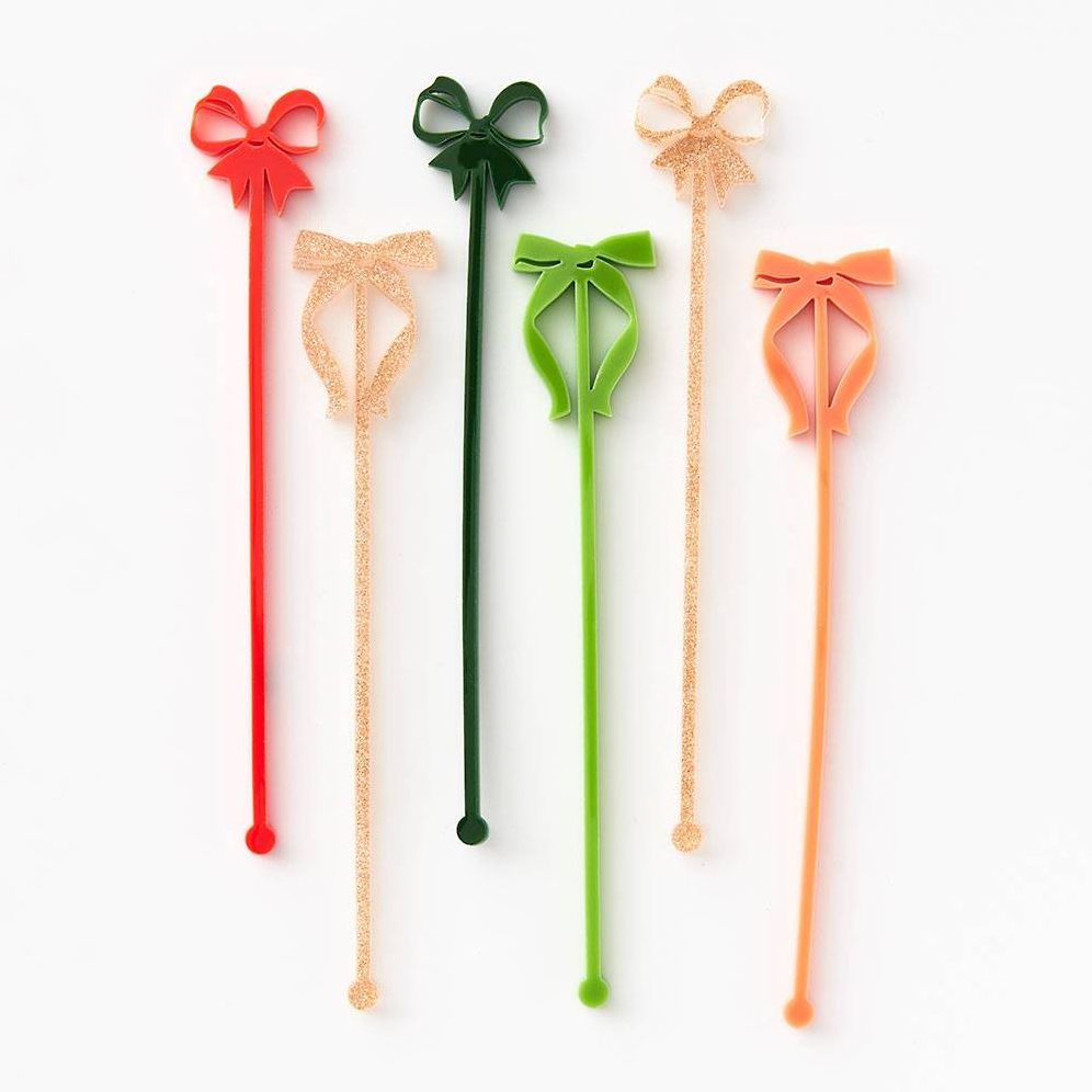 Acrylic Bow Drink Stirrers S/6