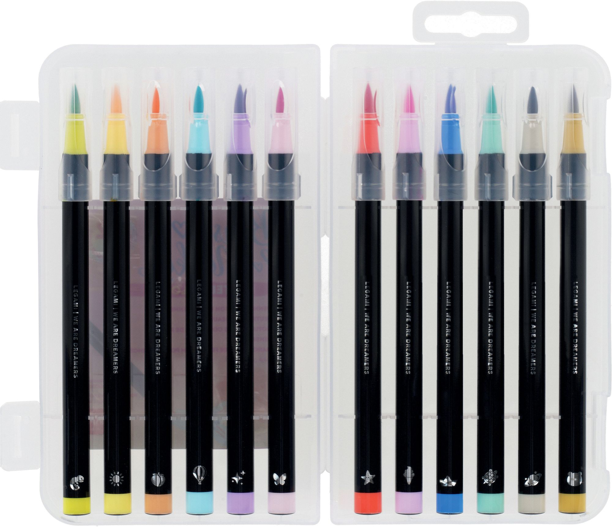 Legami Set Of 12 Brush Markers - Brush Markers - Pastel Colours