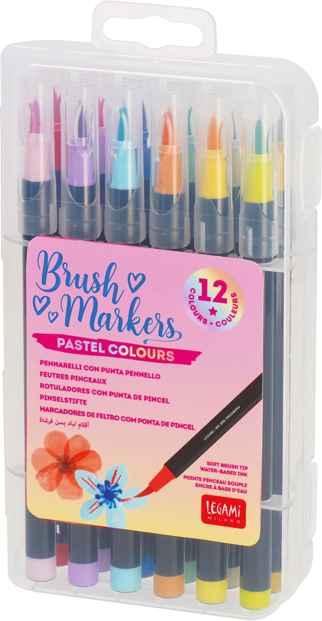 Legami Set Of 12 Brush Markers - Brush Markers - Pastel Colours