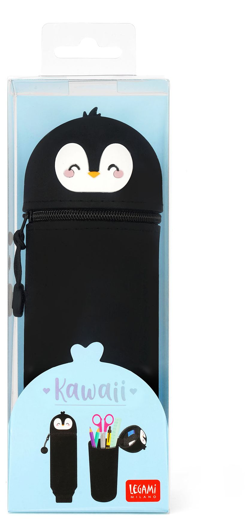 Legami 2-In-1 Silicone Pencil Case - Kawaii - Penguin