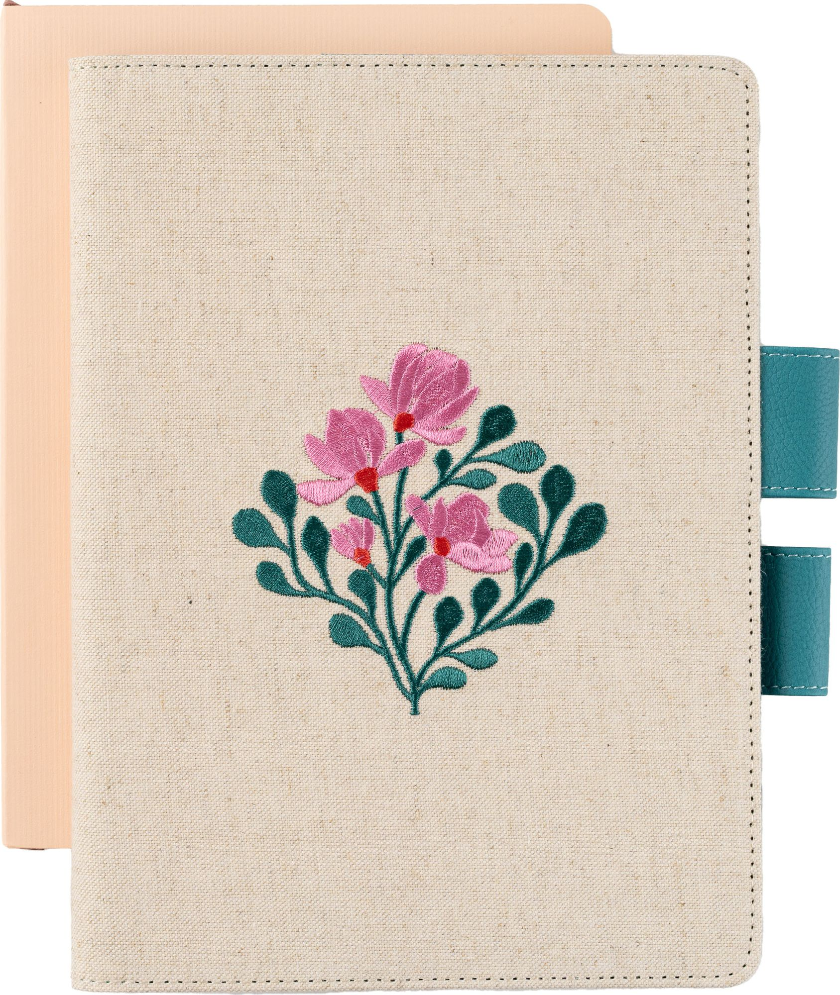 Paper Source Embroidered Floral Bookcloth Journal Cover with Pen Loop Closure