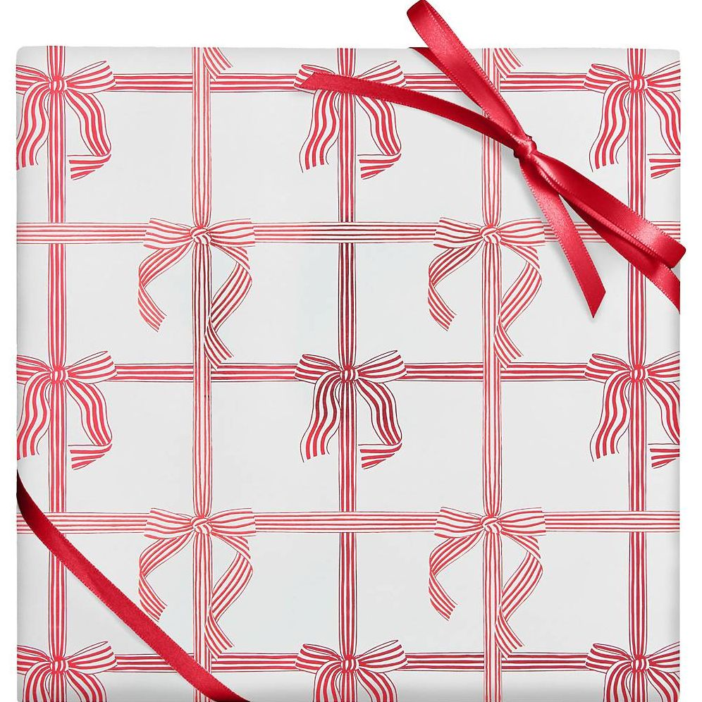 Peppermint Stripe Bows Continuous Roll Wrap 10'