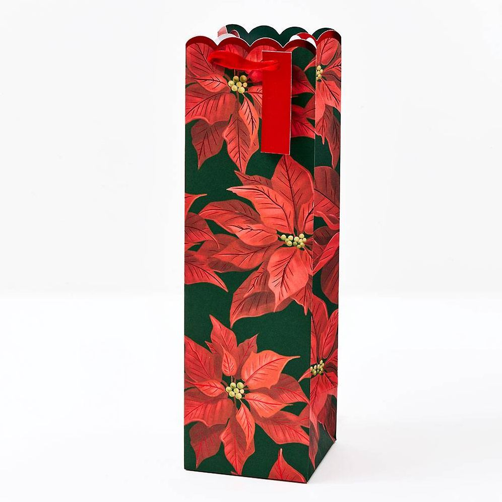 WINE Elegant Poinsettias Gift Bag