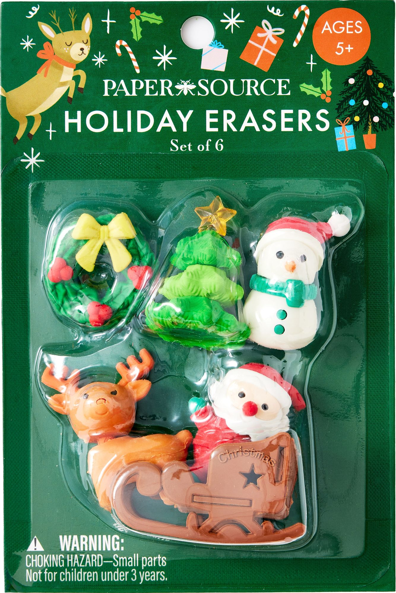 6 Piece Holiday Eraser Set