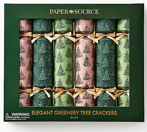 Elegant Greenery Tree Crackers S/6