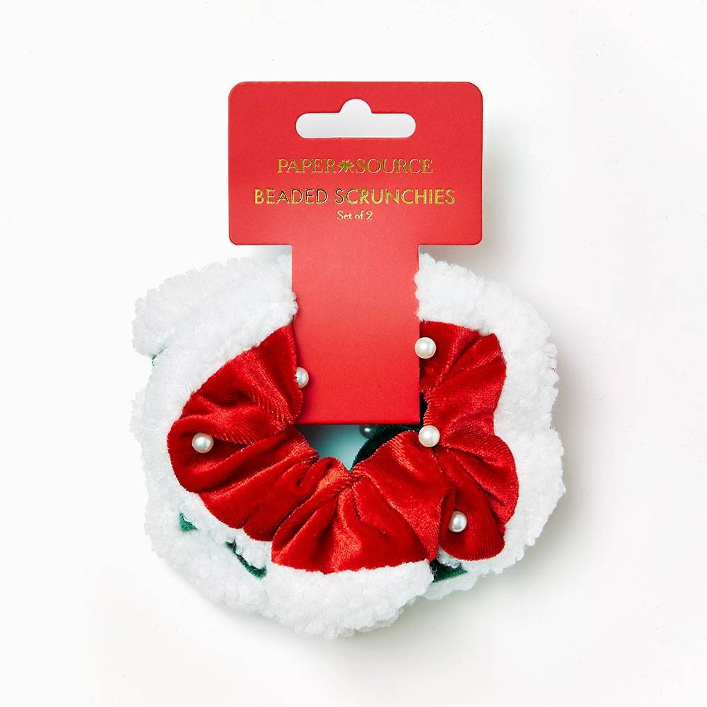 Holiday Beaded Scrunchies, Set of 2