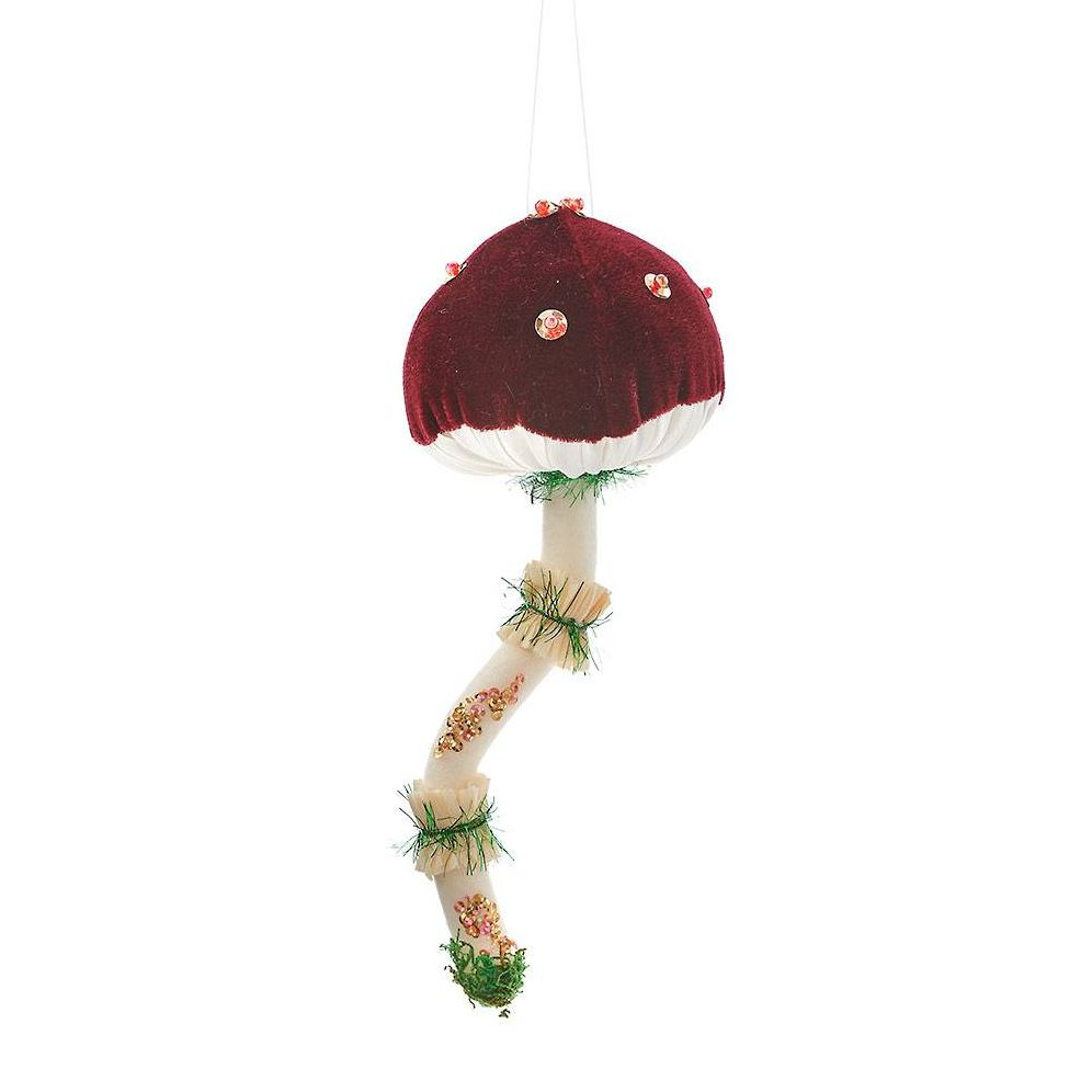 Burgundy Beaded Mushroom Ornament