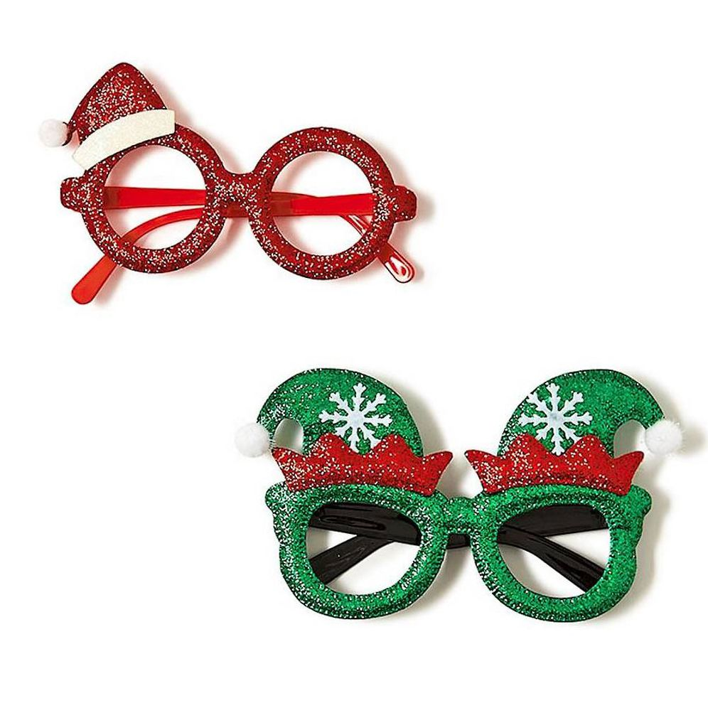 Santa and Elf Glasses, Assorted