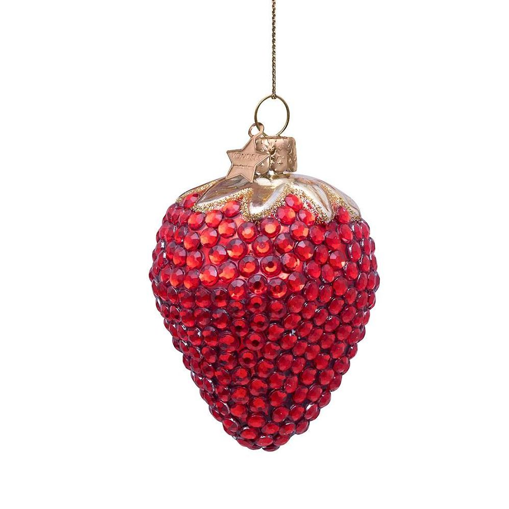 Jeweled Strawberry Glass Ornament