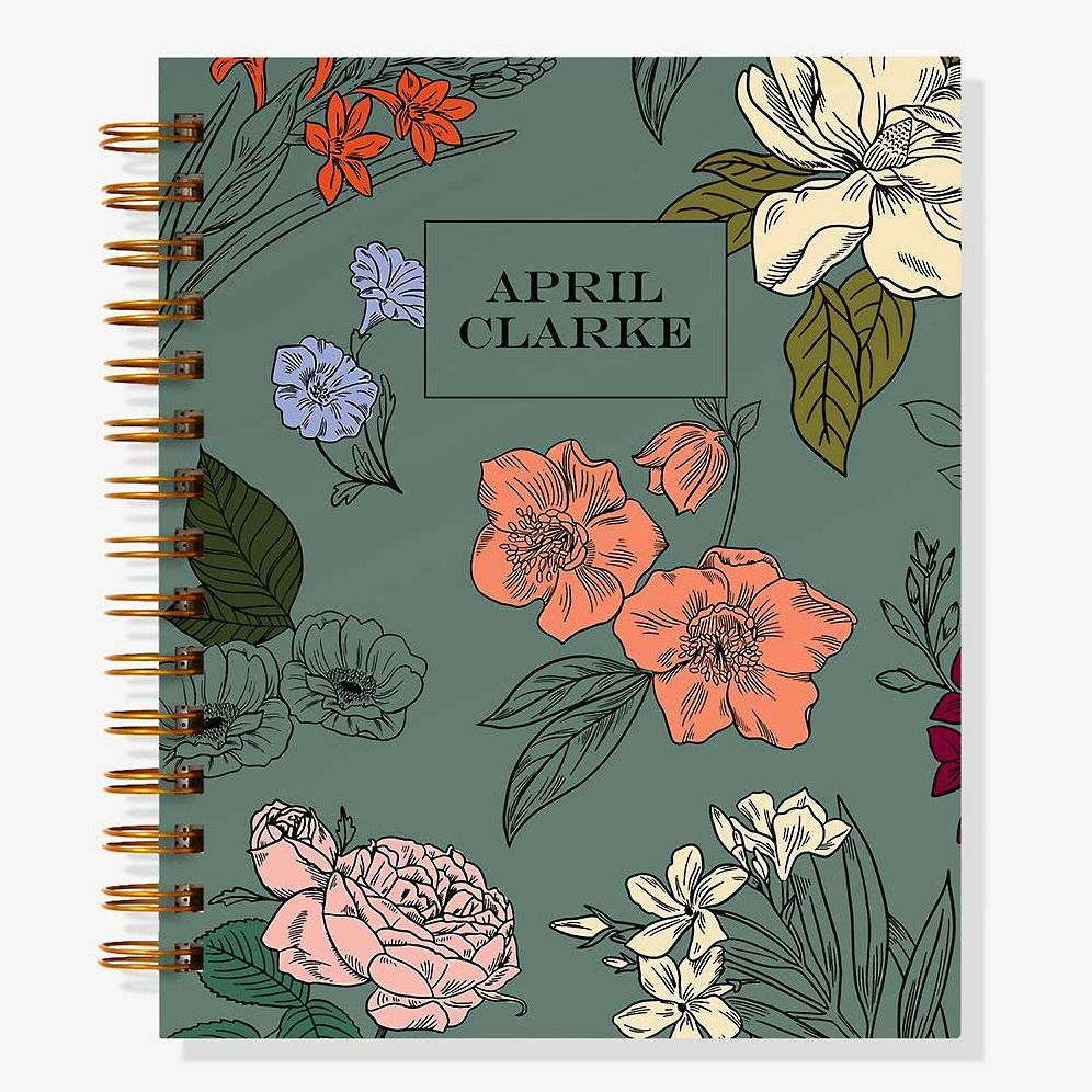 12-Month Black Floral Custom Planner