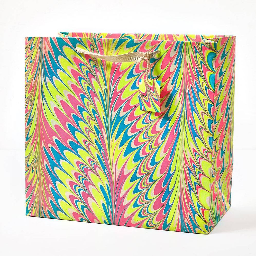 Neon Peacock Marbled Large Gift Bag