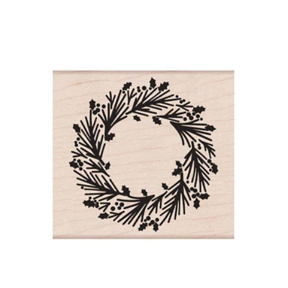 Graphical Wreath Wood Block Stamp