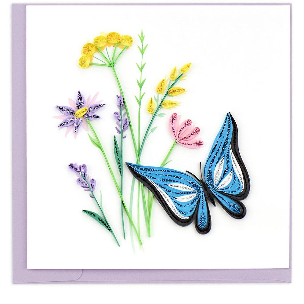 BLANK Quilling Butterfly & Wildflowers