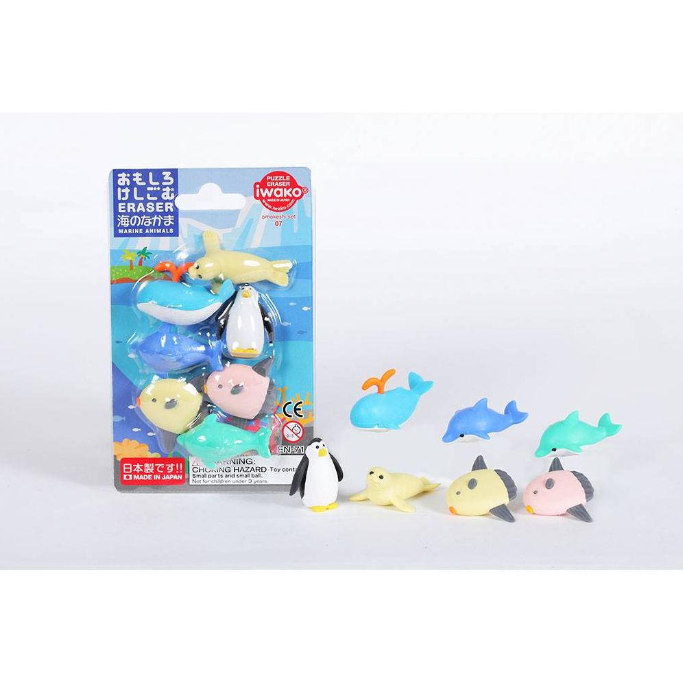 Iwako Marine Animal carded Eraser