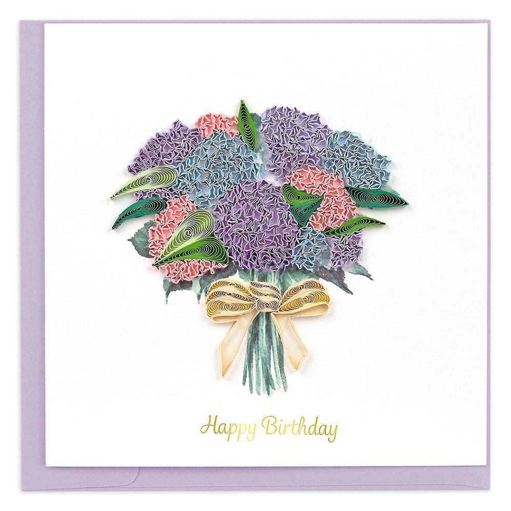 Quilled Birthday Hydrangea Bouquet Greeting Card