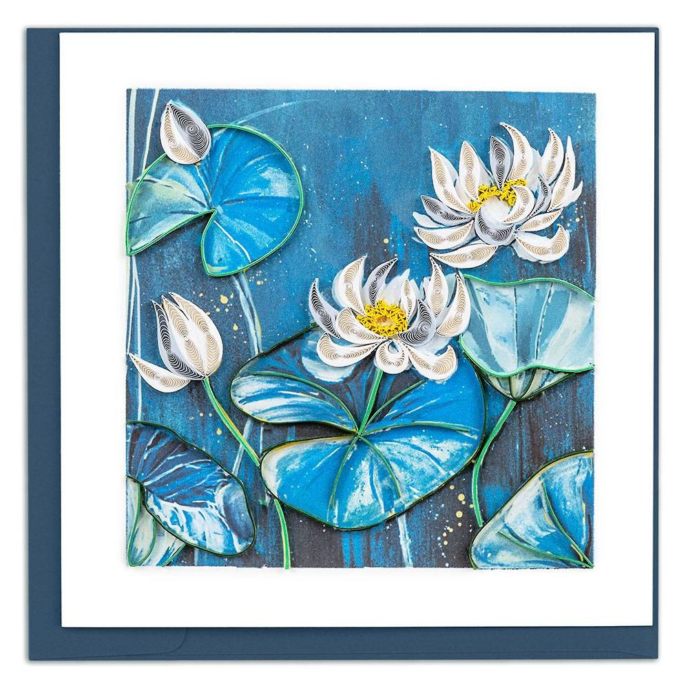 Quilled Lotus Pond Greeting Card