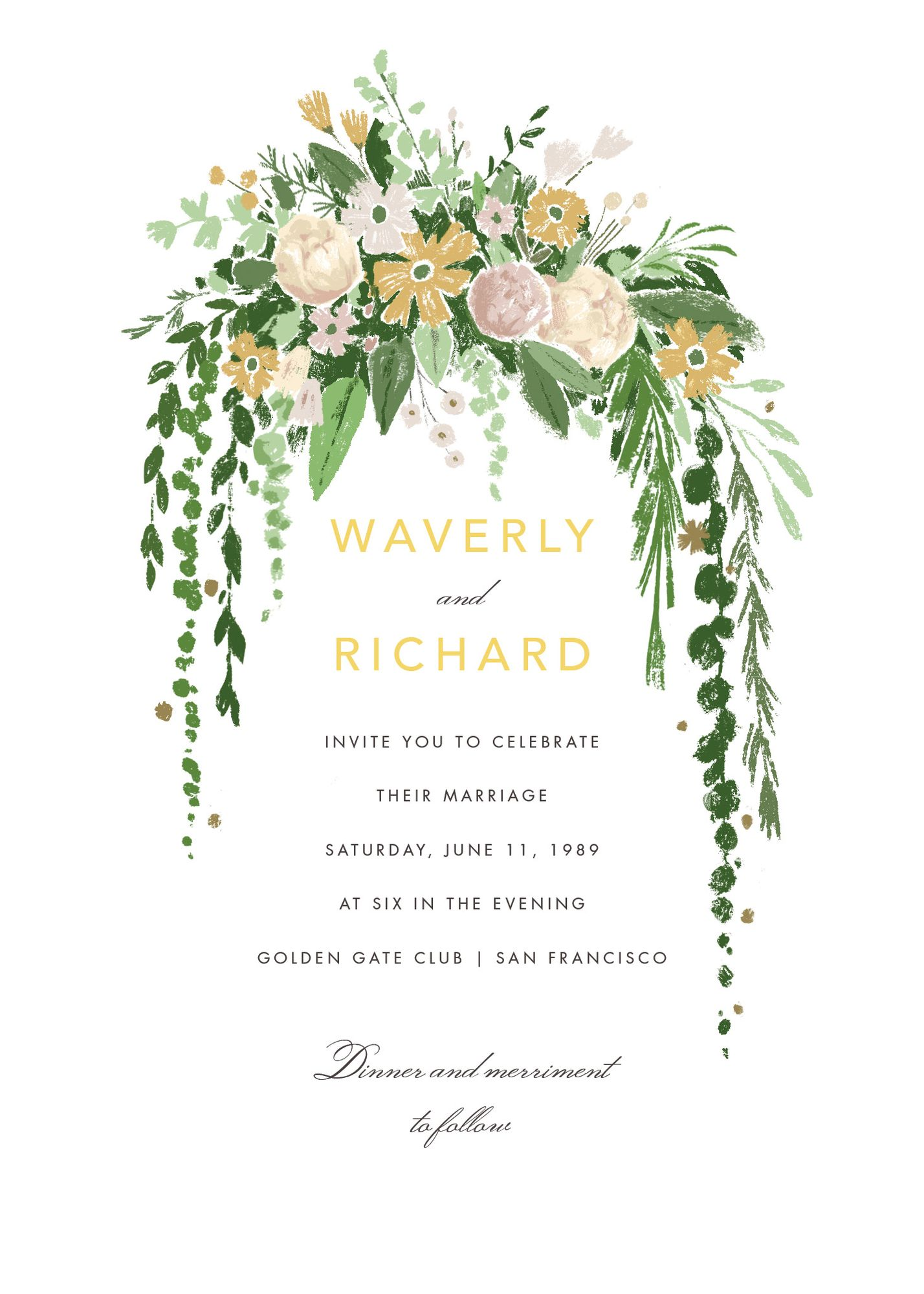 Dripping Floral Wedding Invitation