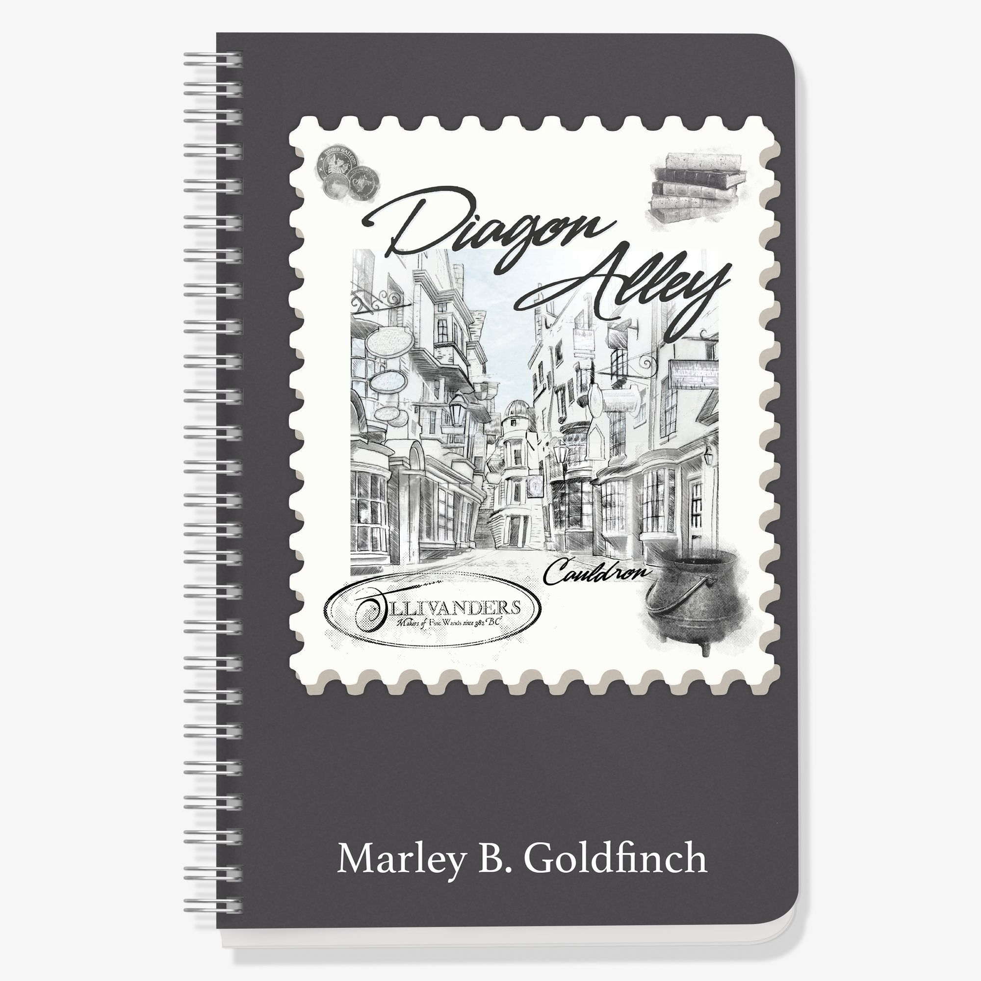 Diagon Alley Vintage Travel Stamp Harry Potter Custom Journal