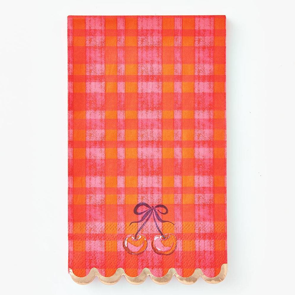 Scalloped Cherry Guest Napkin S/20