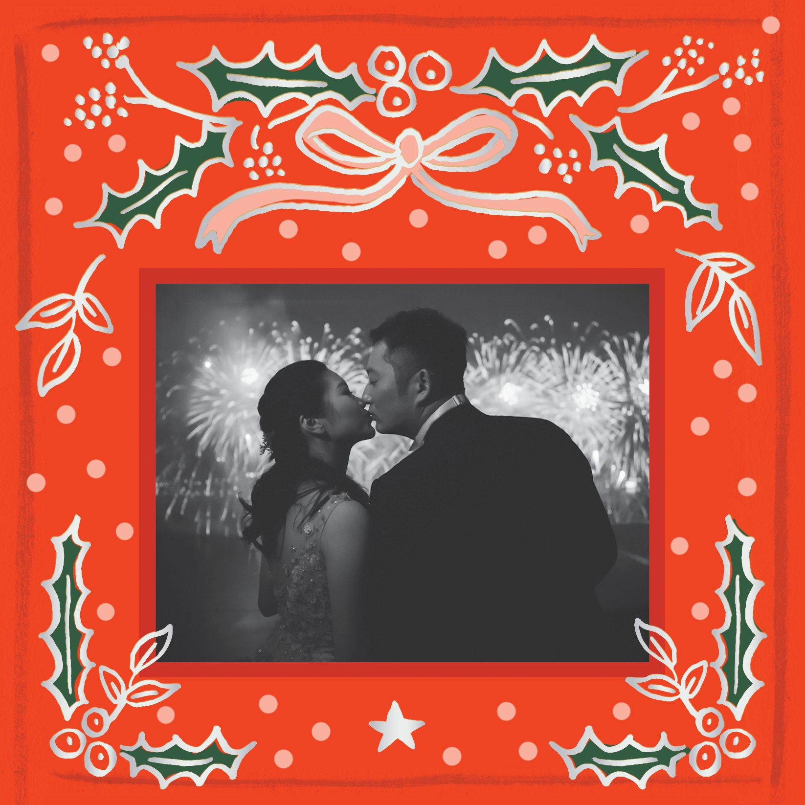 Holly Christmas Holiday Photo Card