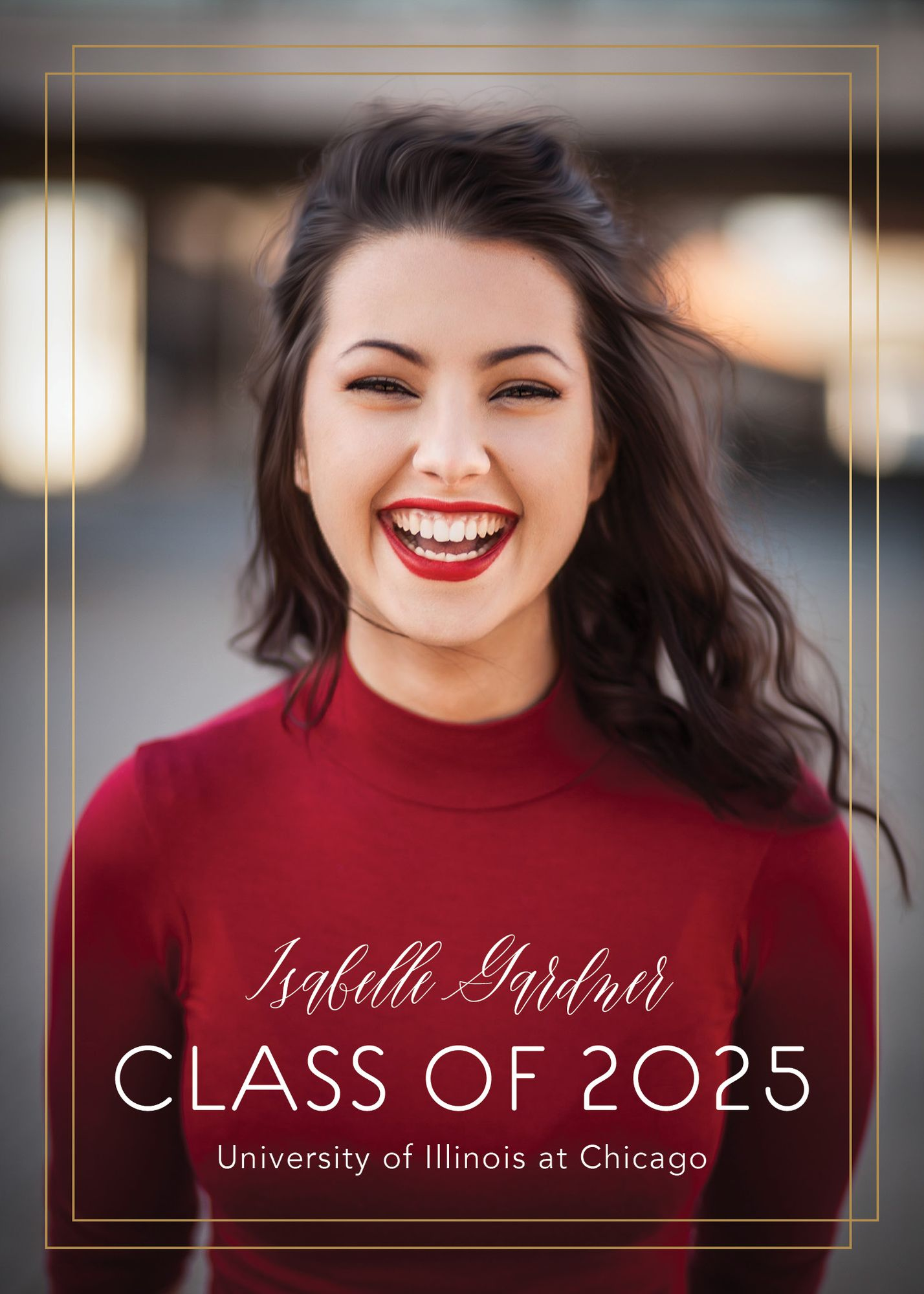 Foil Vertical Dual Border Graduation Announcement