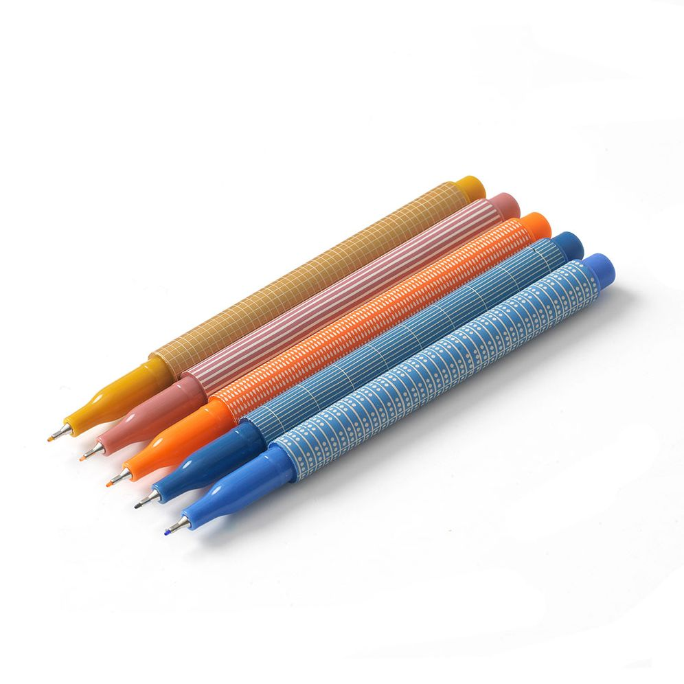 Plaid Printed Fineliner Set of 5