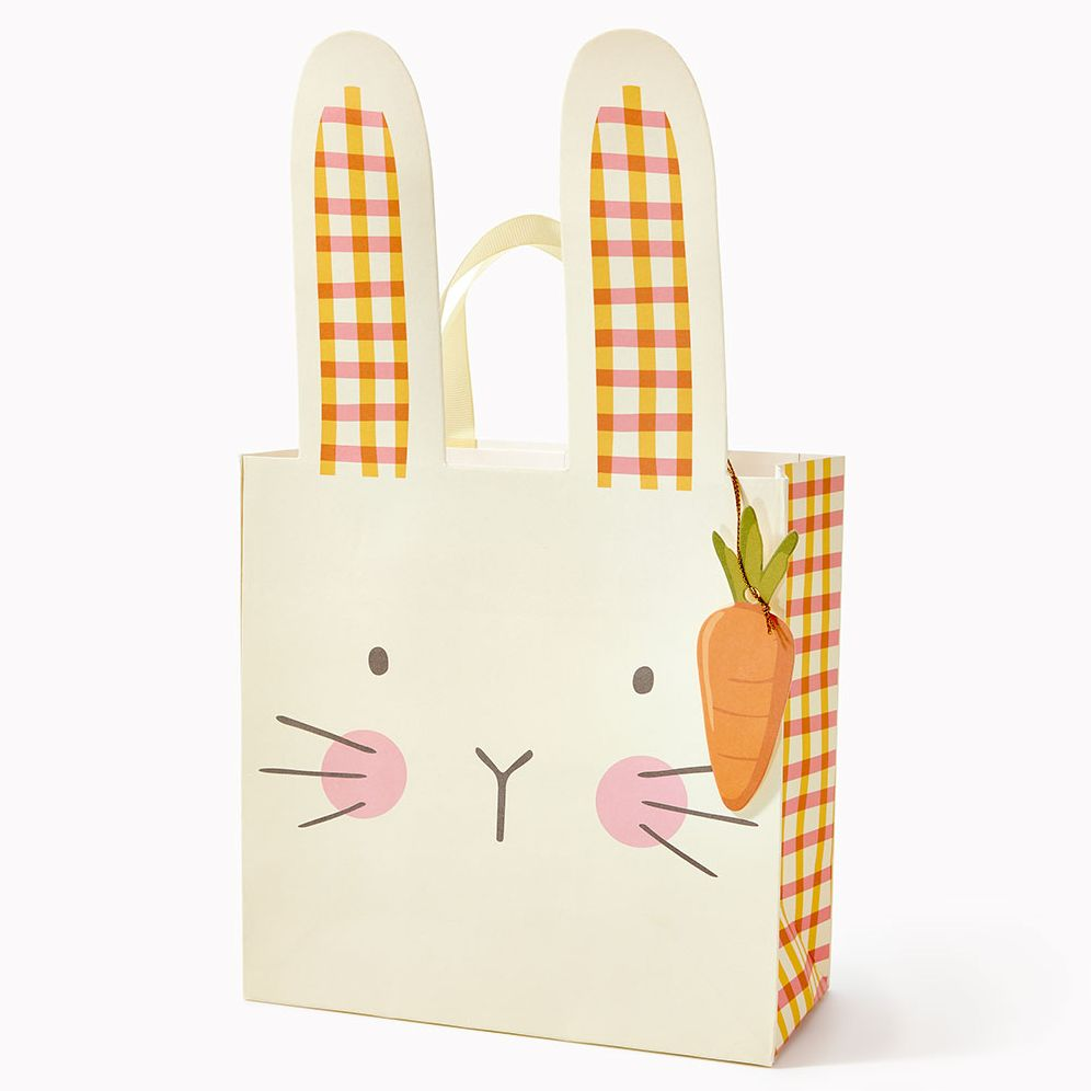 MED Gingham Bunny Die-Cut Gift Bag