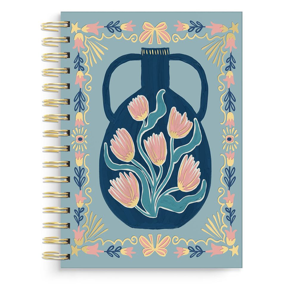 Floral Frame Vase Spiral Notebook