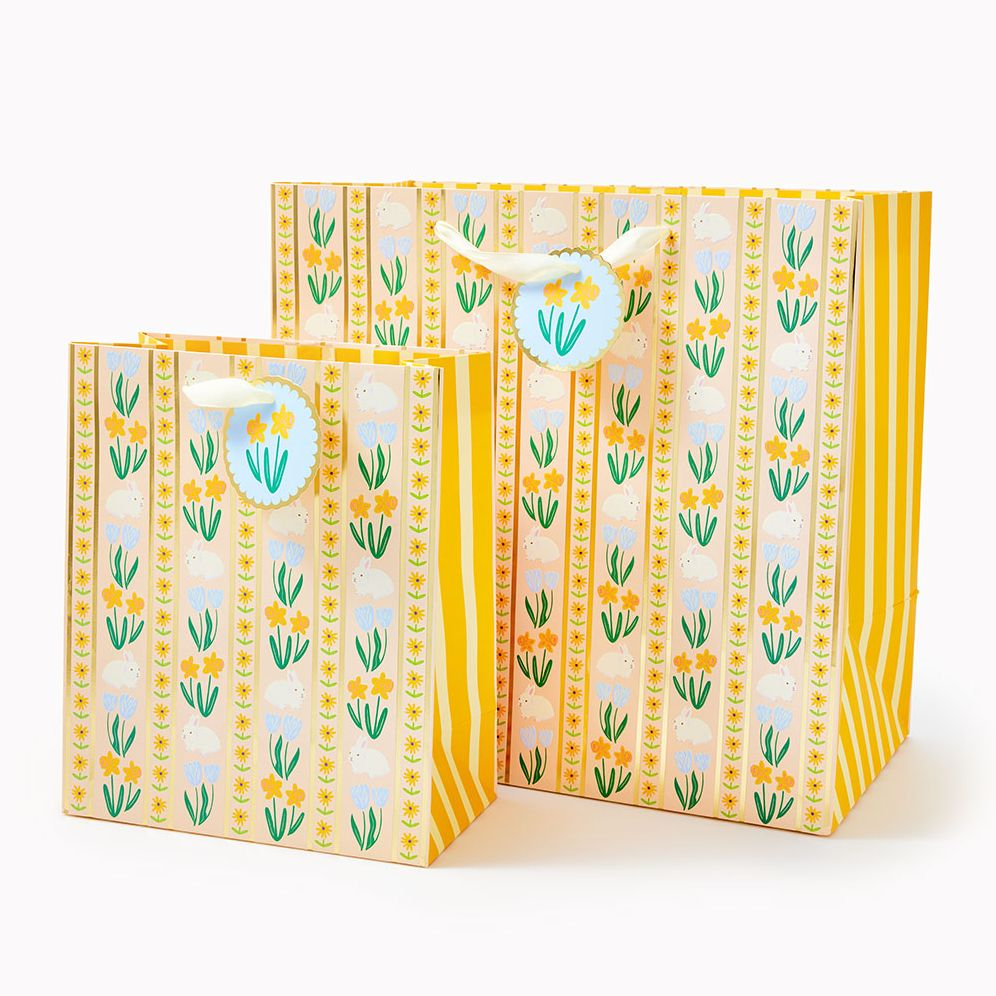 Floral Stripe Bunny Medium Gift Bag