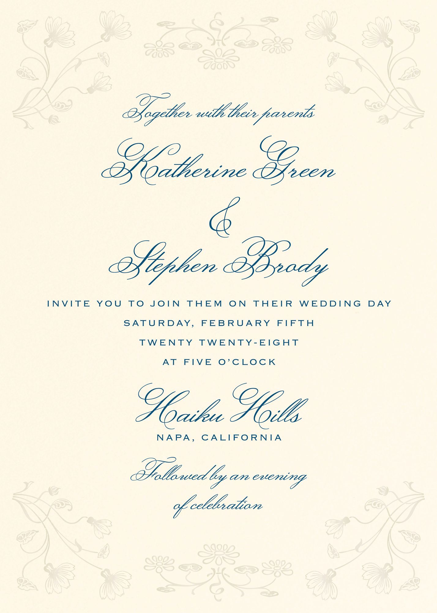 Nouveau Poppy Foil Wedding Invitation