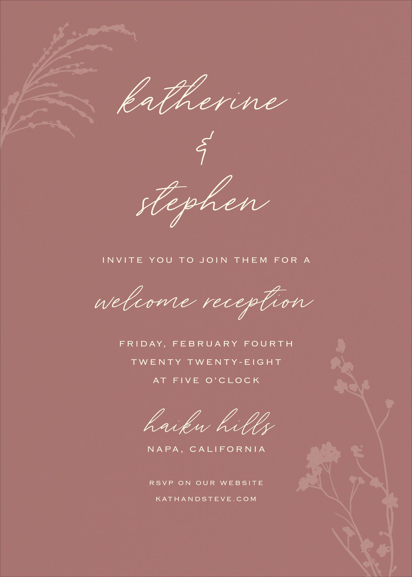 Dried Floral Welcome Reception Invitation