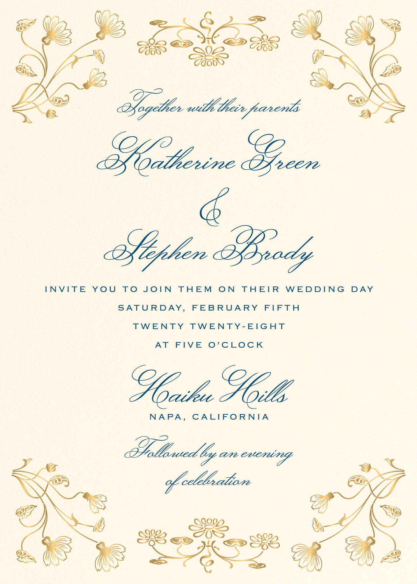 Nouveau Poppy Foil Wedding Invitation